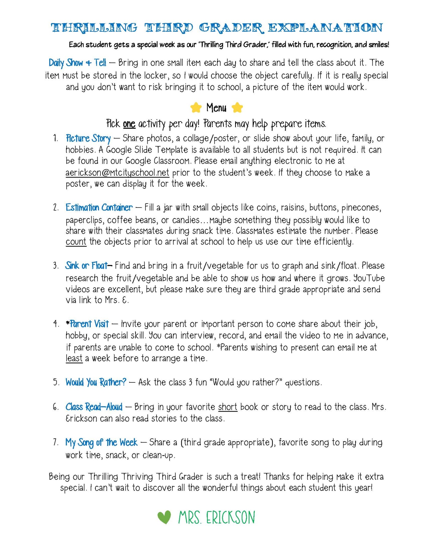 Thrilling Third Grader Explanation